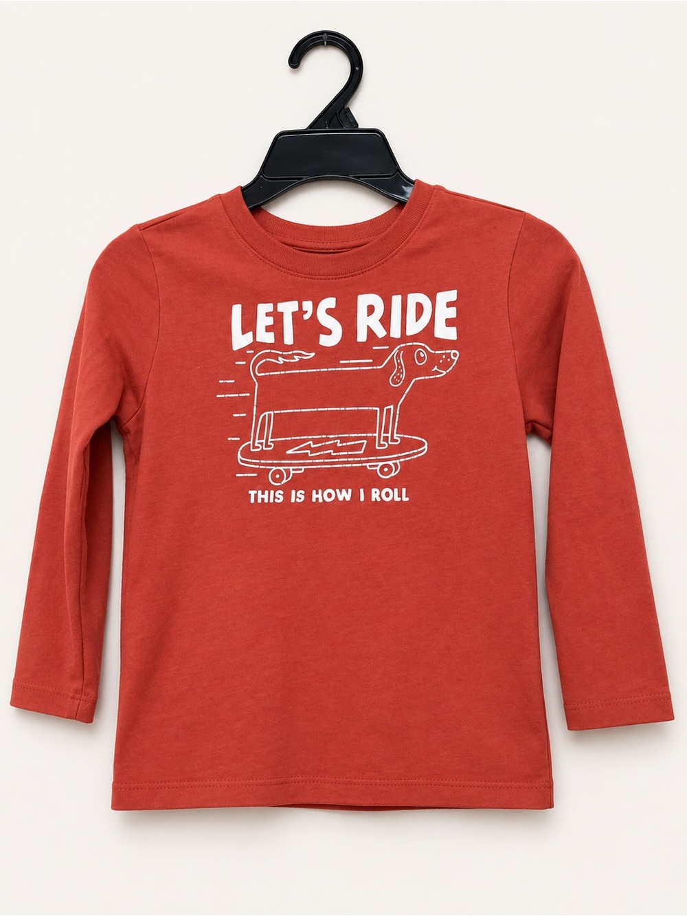 Kids' Long-Sleeve 'Let's Ride' Graphic Tee - Rust